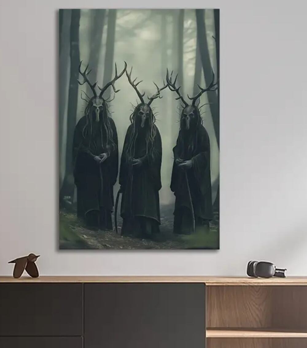 Antlered Beings Canvas Art Print 16"×24" Cernunnos Wendigo Forest Pagan Wiccan